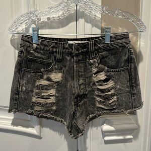 MinkPink black denim shorts